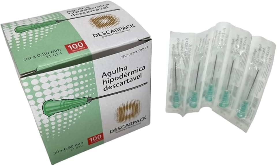 Agulha Hipodérmica Verde 30 x 8 mm Descarpack - 100 unidades