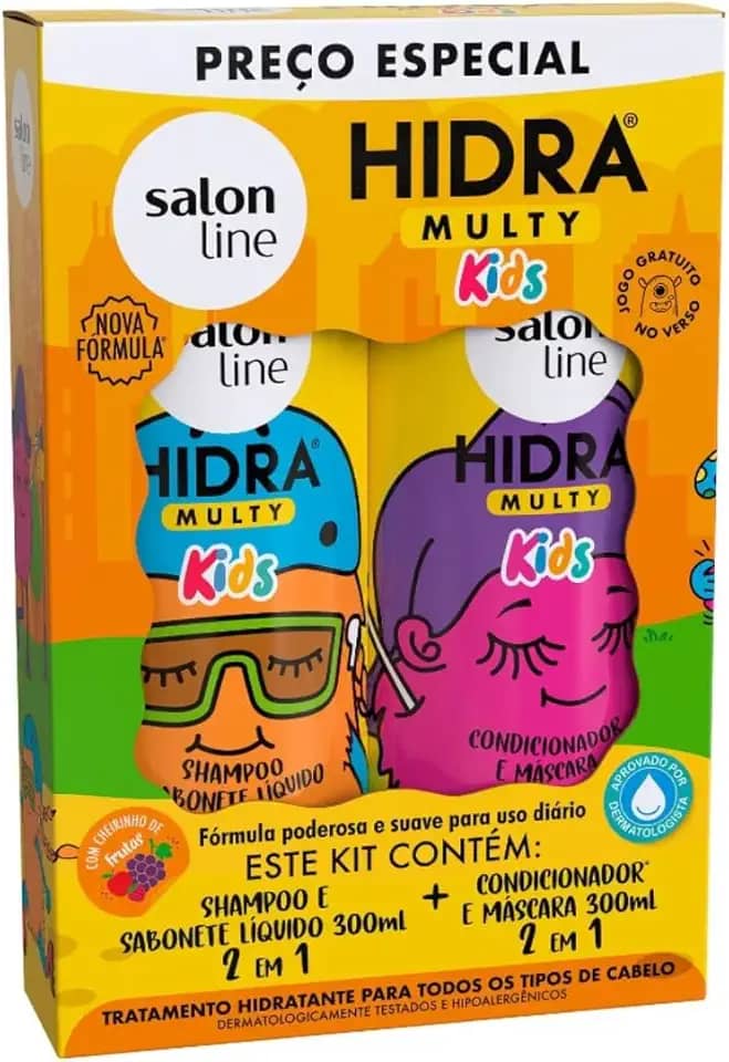 Salon Line, Kit Shampoo e Condicionador Infantil, Hidra Multy, Vegano - Todos os Tipos de Cabelos, 300 ml cada