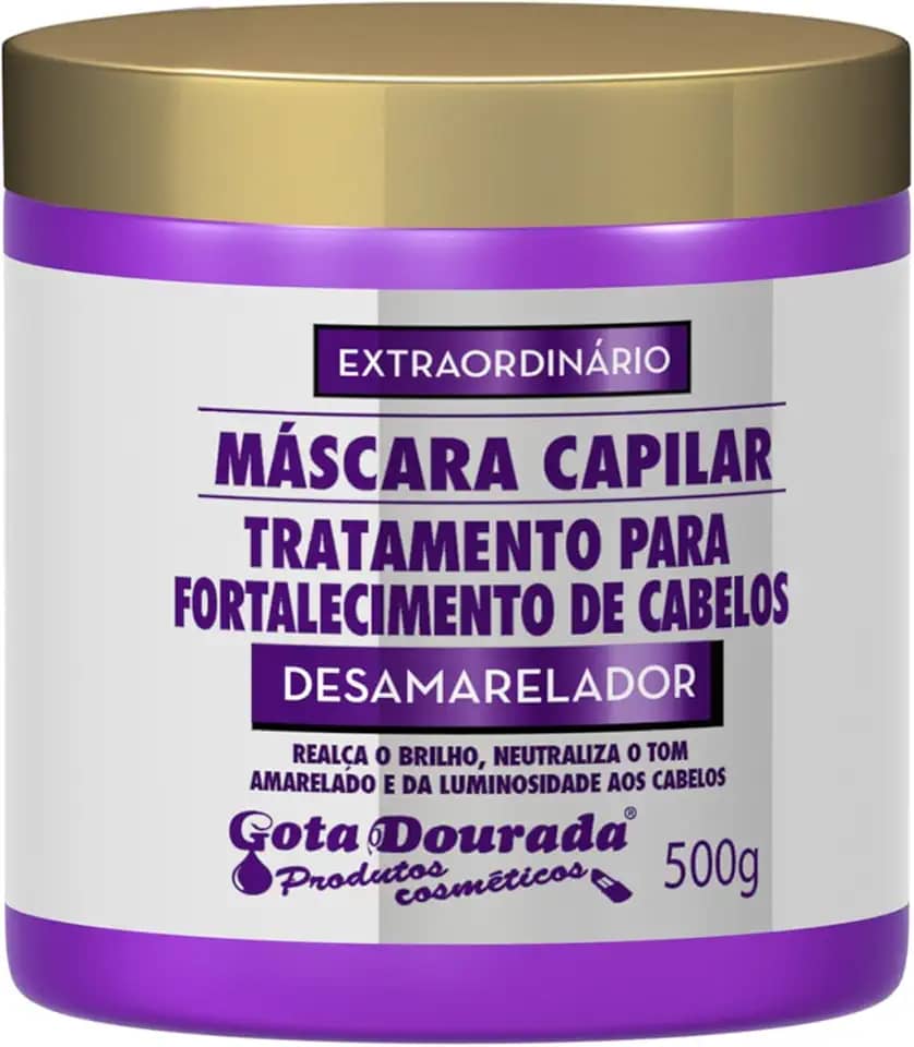 Máscara Desamareladora Gota-Dourada Matizador Neutraliza Tons Amarelados e Cabelos Grisalhos 500g