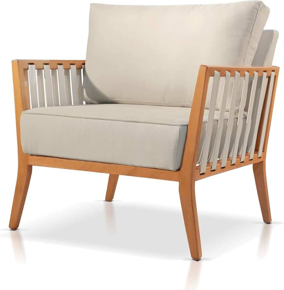 Poltrona Jade Linho Agarb Decor Cor:Linho Bege Claro