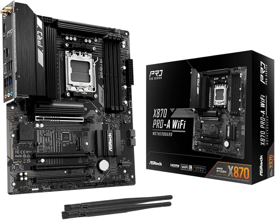 ASRock Placa-mãe X870 Pro-A WiFi ATX - AMD AM5 Ryzen 9000/8000/7000, DDR5 8000+(OC), PCIe 5.0, Dual USB4 Type-C, Wi-Fi 7, 2,5GbE