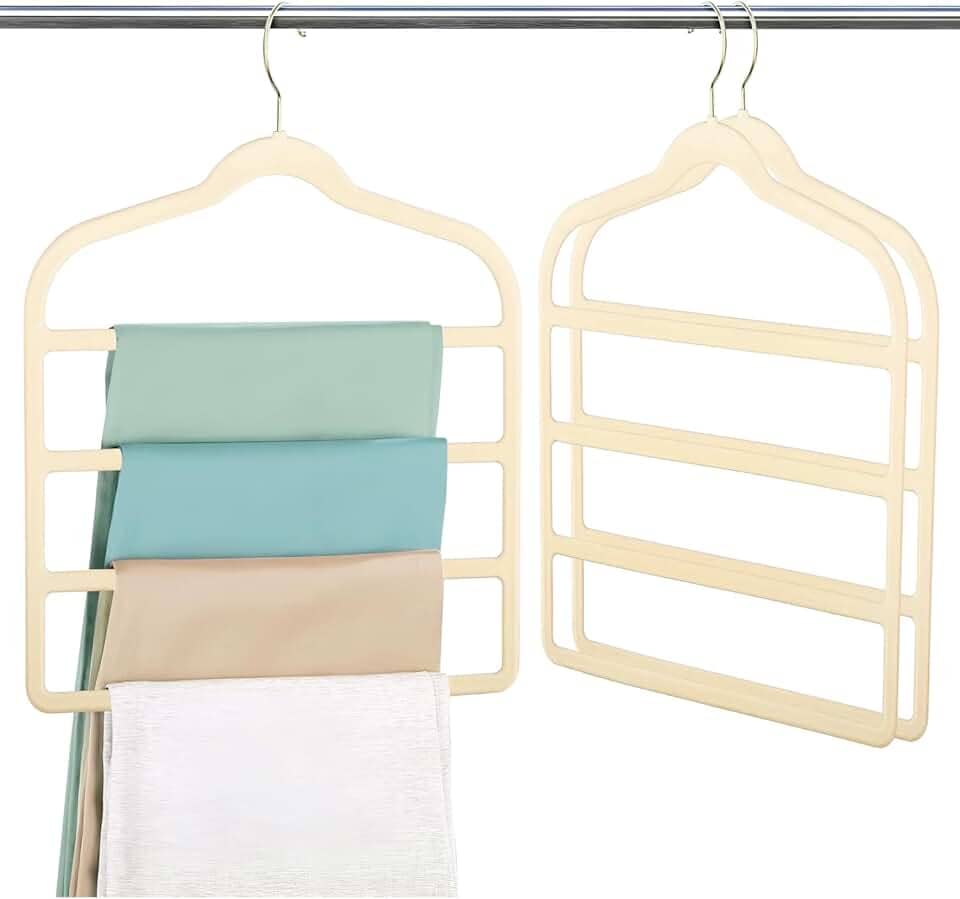 HOLTTER Kit 10 Cabides De Veludo Para Calças, Saia, Toalhas, Lenços - Calceiro Aveludado Multifuncional Resistente (Bege)