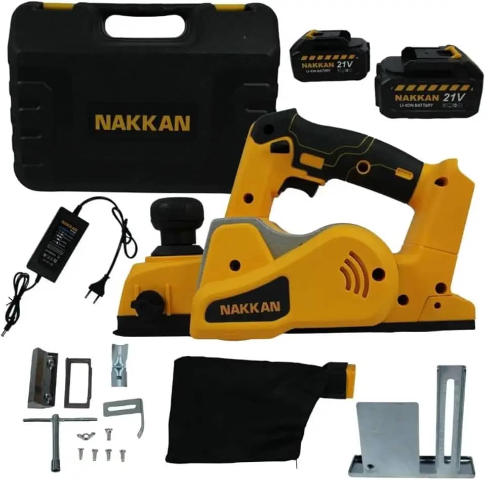 Plaina A Bateria Sem Fio 21v Amarela 82mm C/Maleta Nakkan