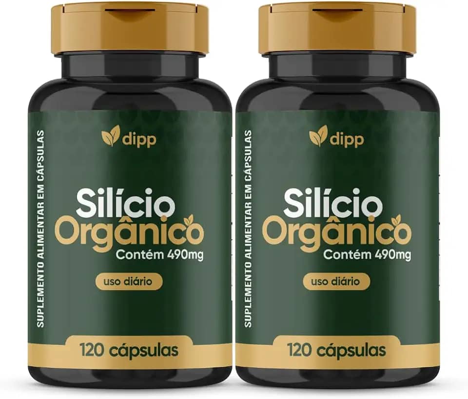 Silício Orgânico Dipp 490mg 120 Cápsulas 2 Frascos - Suplemento Mineral para Beleza da Pele, Unhas e Cabelos