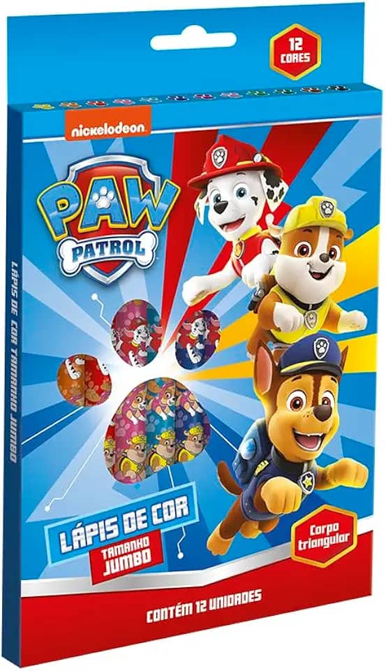 Lapis Cor Jumbo Patrulha Canina 12 Cores - Tris