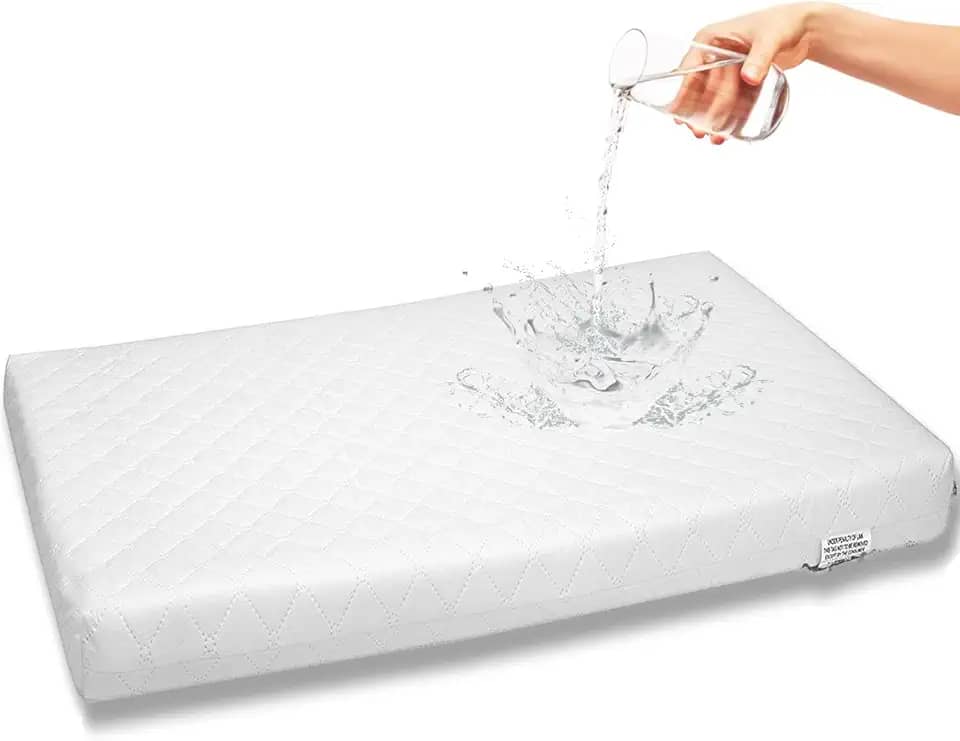 Colchão para berço de bebê (retângulo, 38 x 86 cm, 7,5 cm) para recém-nascidos, confortável, respirável, fácil de limpar, hipoalergênico, à prova d'água, feito nos EUA