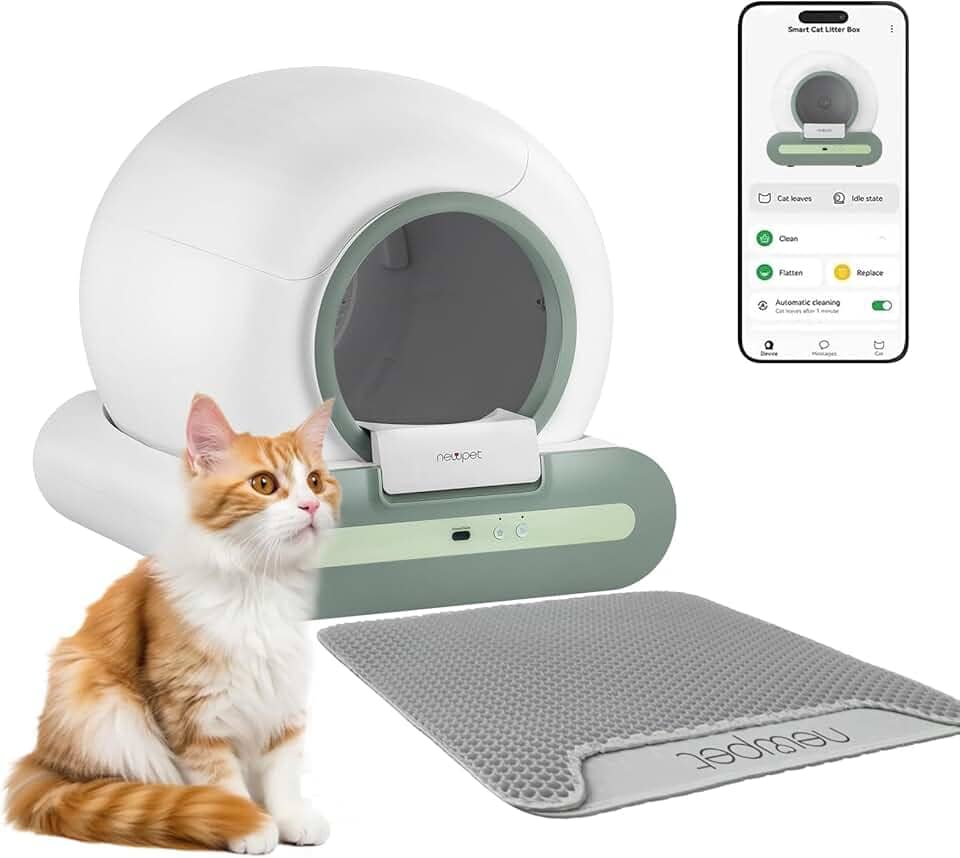 Caixa de areia para gatos com autolimpeza, caixa de areia automática para gatos de grande capacidade, caixa de areia para gatos com sensor de movimento inteligente e controle por APP para vários gatos