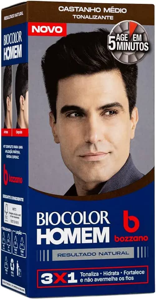 Biocolor Homem Tonalizante De Cabelo Masculino Bozzano Castanho Médio