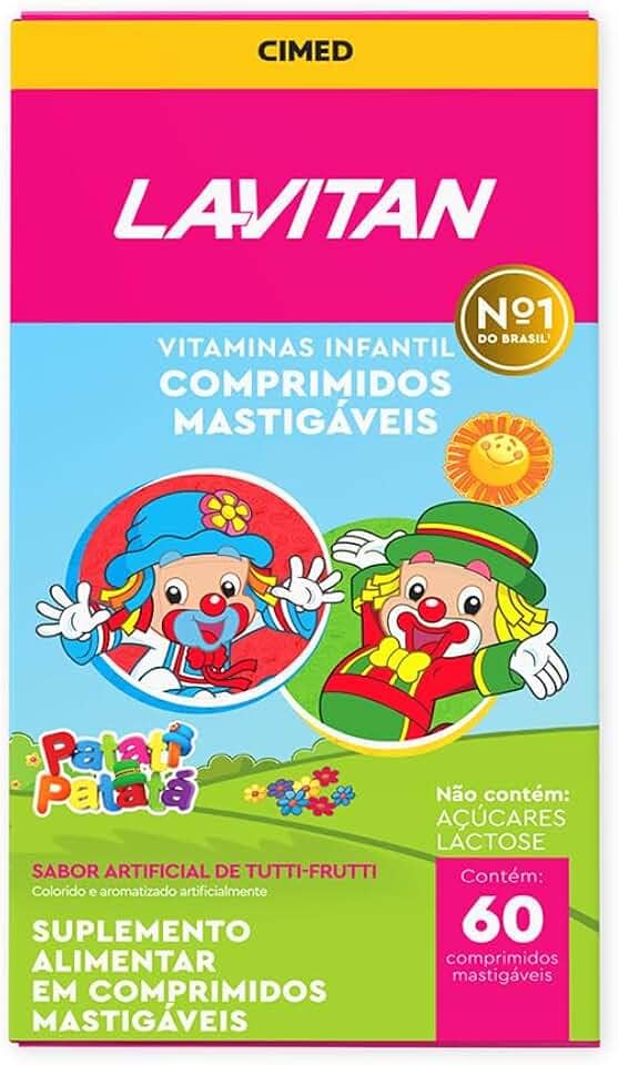 Vitamina Infantil Mastigável Tutti Frutti, rosa, Lavitan, 60 cápsulas