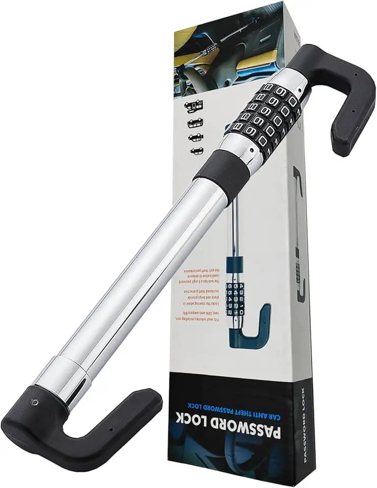 Dispositivo de carro antifurto de trava de volante, trava de senha de freio de pedal de volante, volante para pedal de 43 a 83 cm, preto