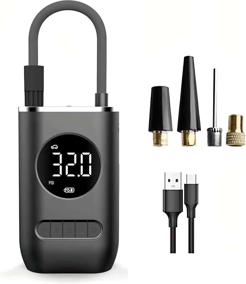 Compressor Calibrador Bomba De Ar Portátil Digital Recarregável Para Encher Pneu E Bola Com Lanterna