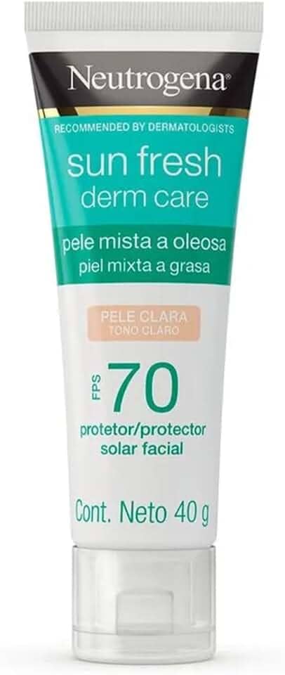 Protetor Solar Facial Para Pele Oleosa Neutrogena Sun Fresh Derm Care Pele Clara FPS 70, 40g