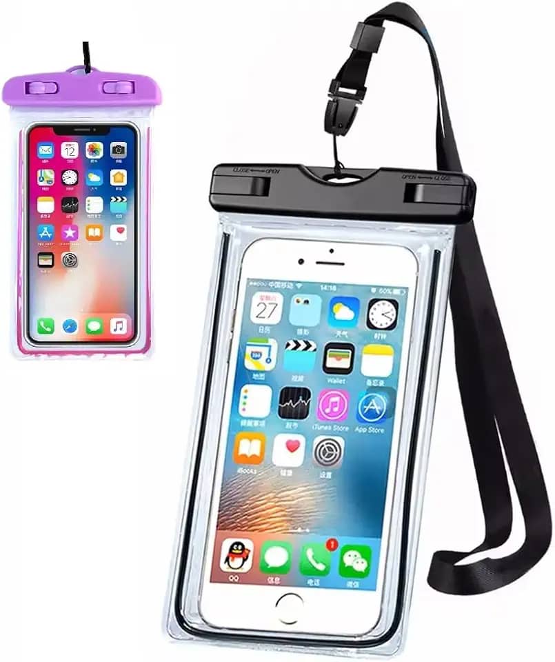 Kit 2 Capas À Prova D'Água Para Celular Até 6,5' Universal Transparente Bolsa Impermeável Com Alça Praia Piscina Andarix