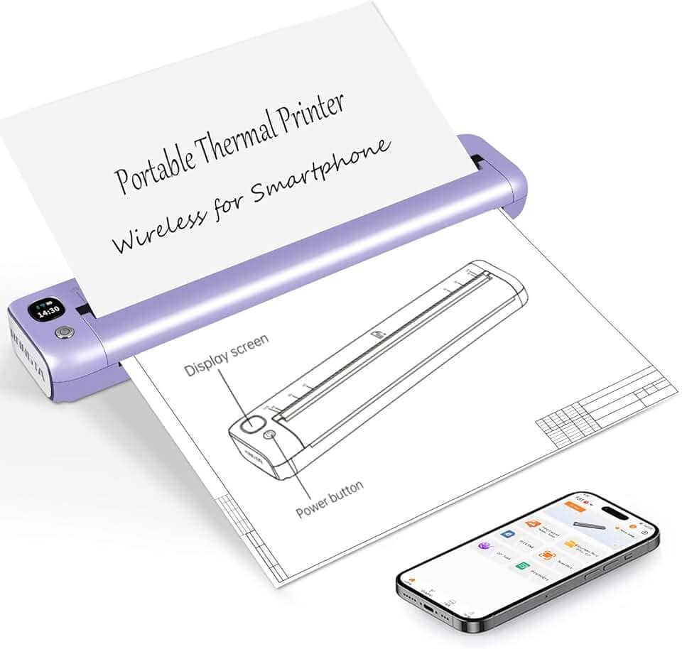 Rongta Impressora portátil sem fio para viagens, Bluetooth WiFi, impressoras térmicas sem tinta para 21,6 cm x 28 cm, letra EUA e tamanho A4, compatível com Android, iOS, telefone, Mac, Windows