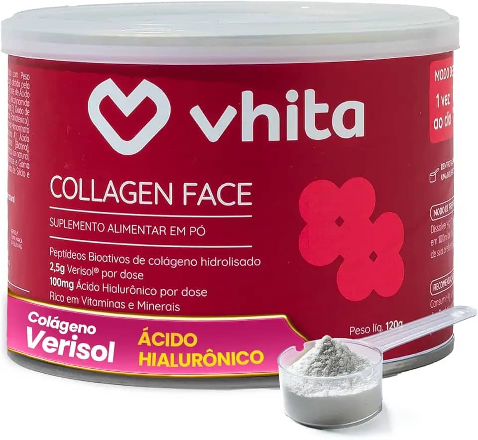 Colágeno Hidrolisado Verisol Com Ácido Hialuronico Em Pó Frutas Vermelhas 120gr - Vhita