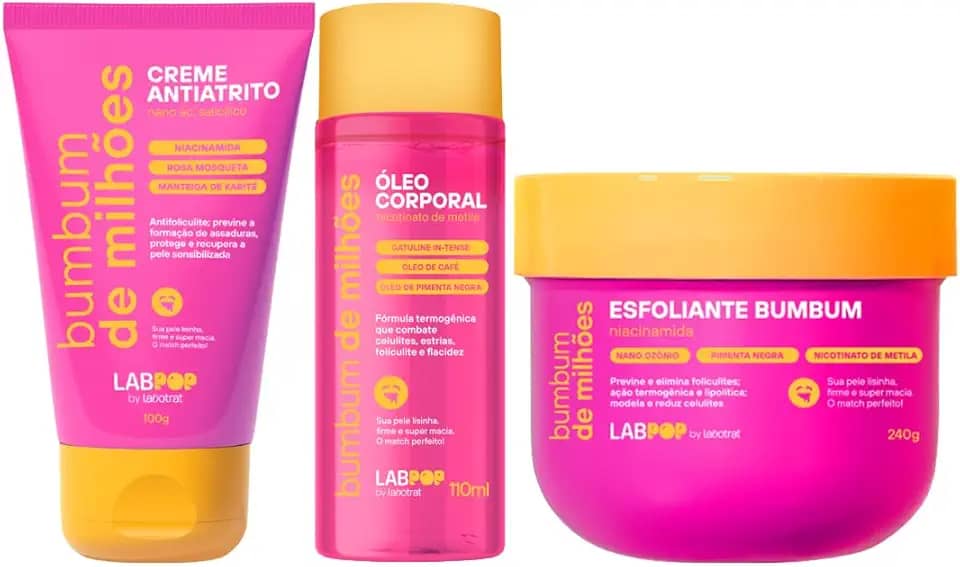 Kit Bumbum De Milhoes Creme Antiatrito E Foliculite + Esfoliante Corporal + Oleo Termo Labotrat