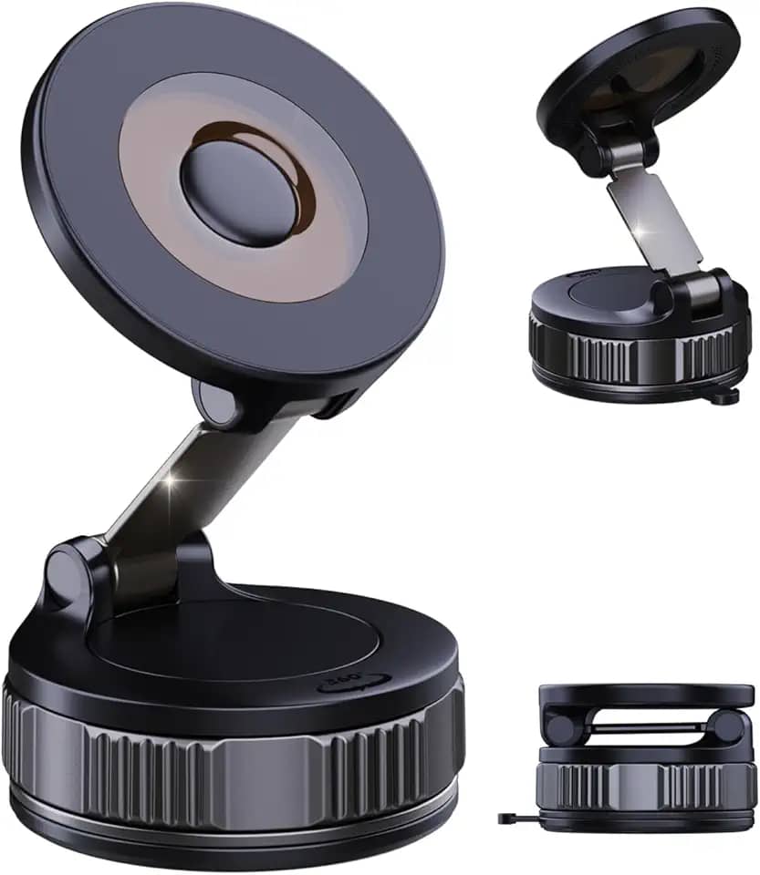 Suporte de telefone magnético a vácuo nano gel atualizado 2026 para carro, [68+LBS sucção e 20 super ímãs] Suporte de carro ajustável de 360° para Magsafe iPhone 17 Pro Max Air 16 15 14 13 12 Plus