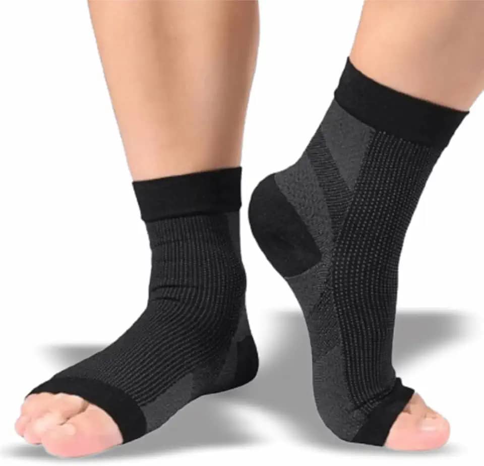 Meia Ortopédica de Compressão Sem Ponteira - Estabilizadora do Tornozelo - Tratamento para Torção, Dor no Pé e Pernas -Ideal para Varizes, Fadiga e Má Circulação (41-46)