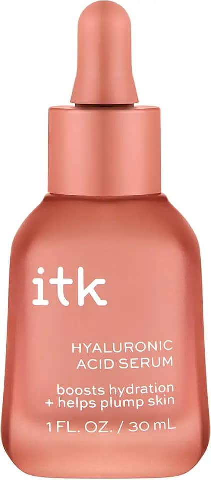 ITK Sérum de ácido hialurônico com niacinamida e esqualano – Soro hidratante e antienvelhecimento para o rosto – Soro hidratante facial com hidratação profunda para pele sensível + seca – vegano +