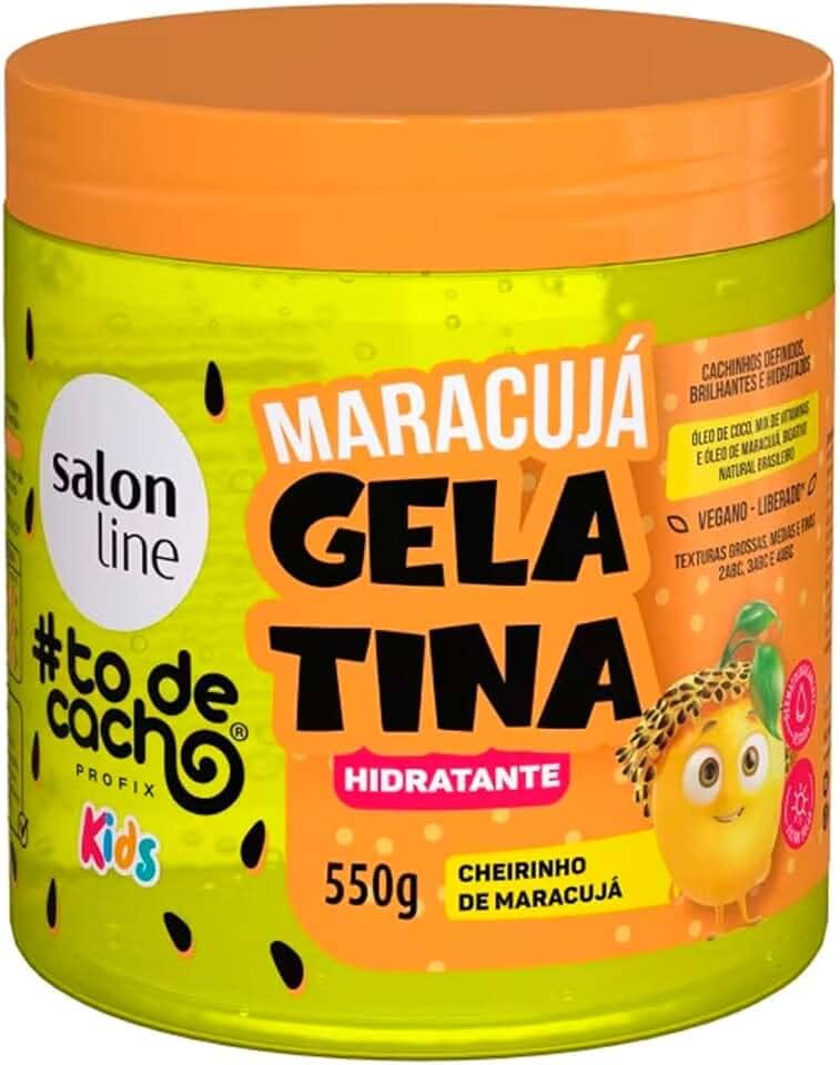 Salon Line, Gelatina Capilar Hidratante, Maracujá, #todecacho Kids, Vegana - Para Cabelos Ondulados, Cacheados e Crespos, Salon Line, 550g