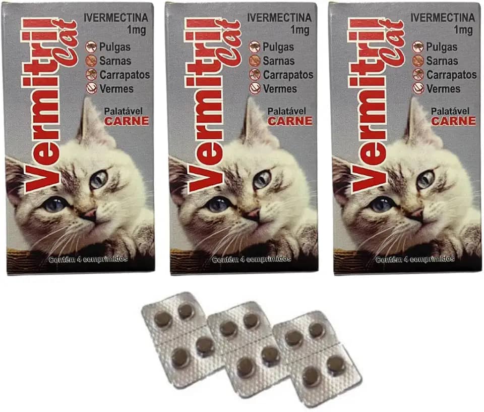 Vermitril Gatos - Anti Pulgas, Carrapatos, Vermes, Sarnas 12 Comprimidos mastigáveis (3)