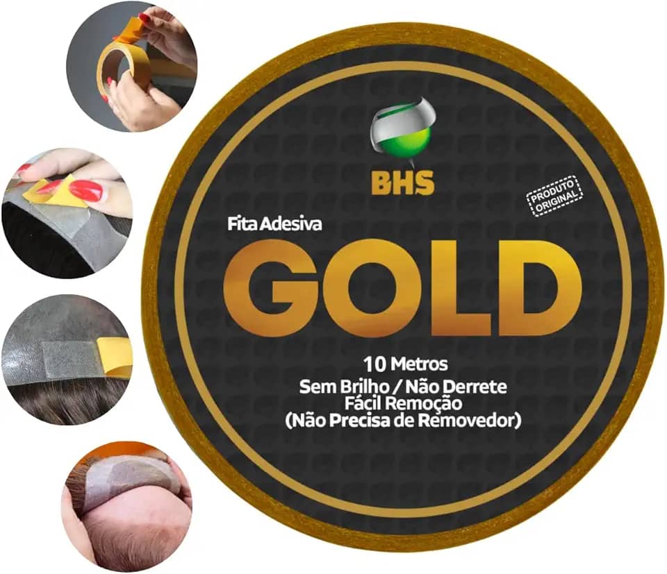 Fita Adesiva Gold 10 metros x 2,0 cm Prótese Capilar Peruca Não Mela