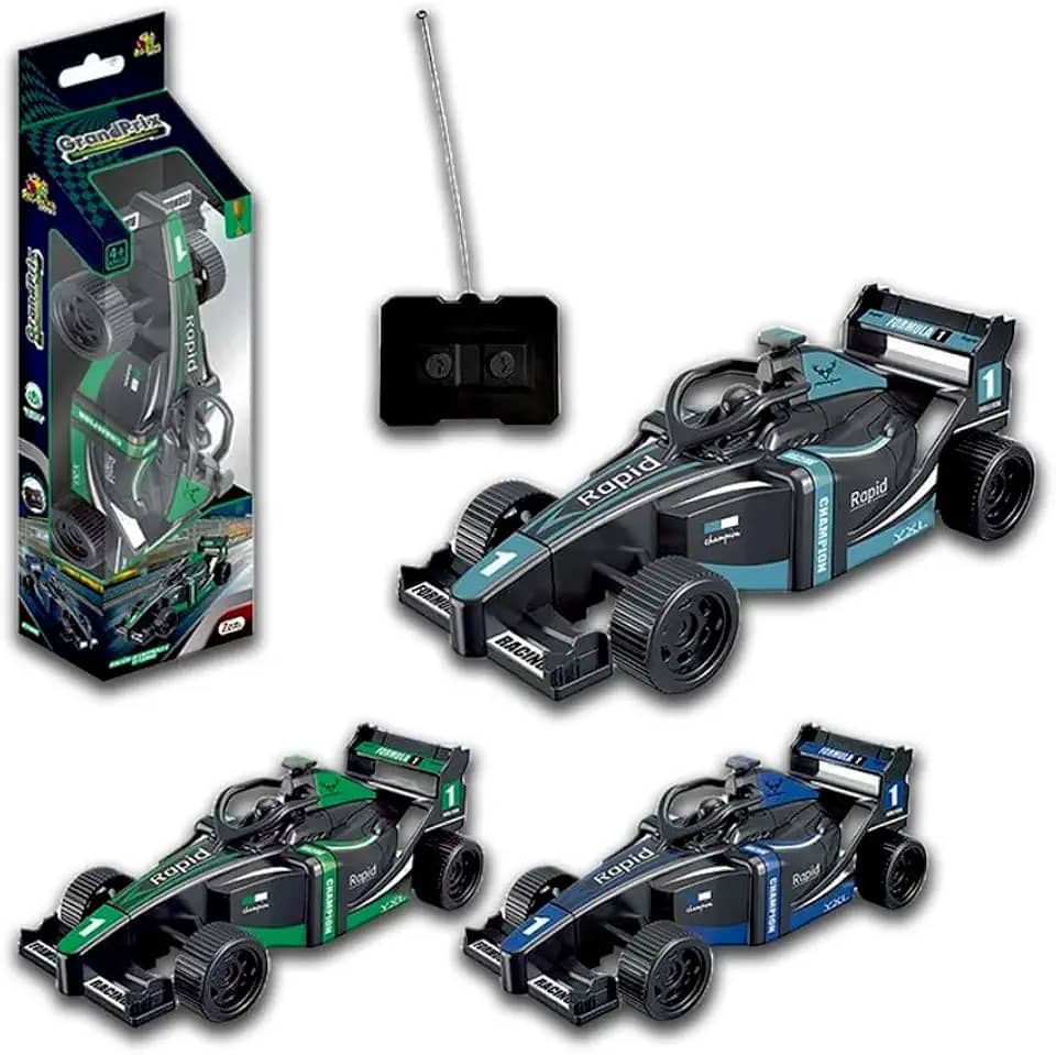 Carrinho de controle remoto F1, controle o movimento com perfeição, sem fio, energizado por pilha, 15 CM de comprimento (Azul claro)