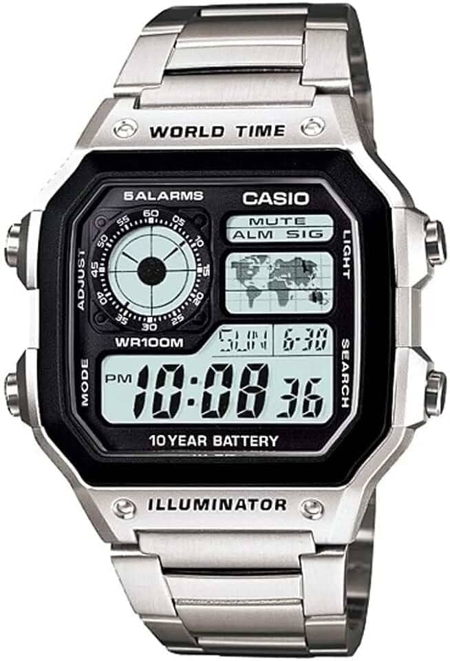 Relógio Casio Masculino Digital World Time AE-1200WHD-1AVDE