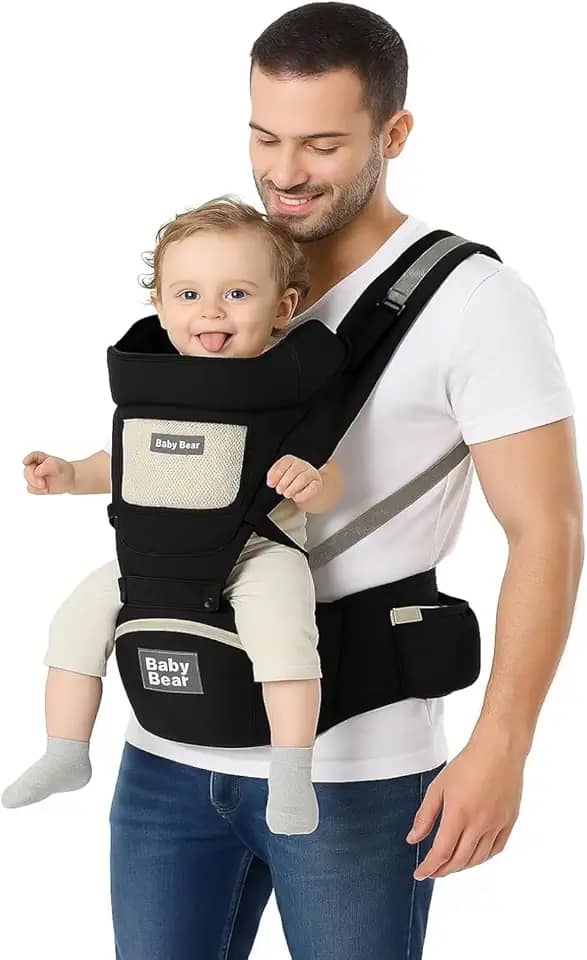 Canguru Para Bebê Ergonômico 20KG Premium 12 Posições 4 Em 1 - Confortável Seguro Ajustável Para Transporte De Criança