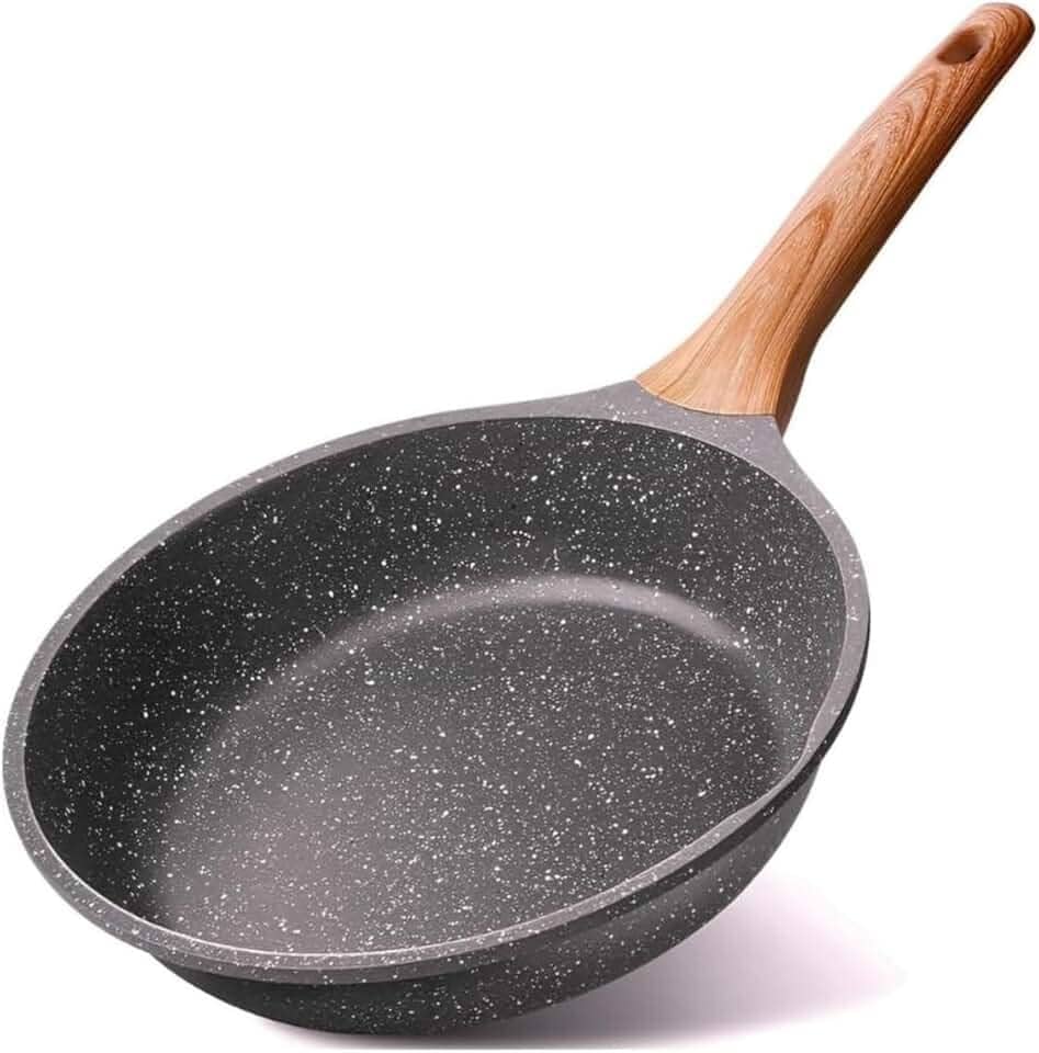 Frigideira Antiaderente com Revestimento Cerâmico, Cabo de Madeira, Compatível com Fogão a Gás, Elétrico, Indução e Cerâmica Tamanho Grande 28cm