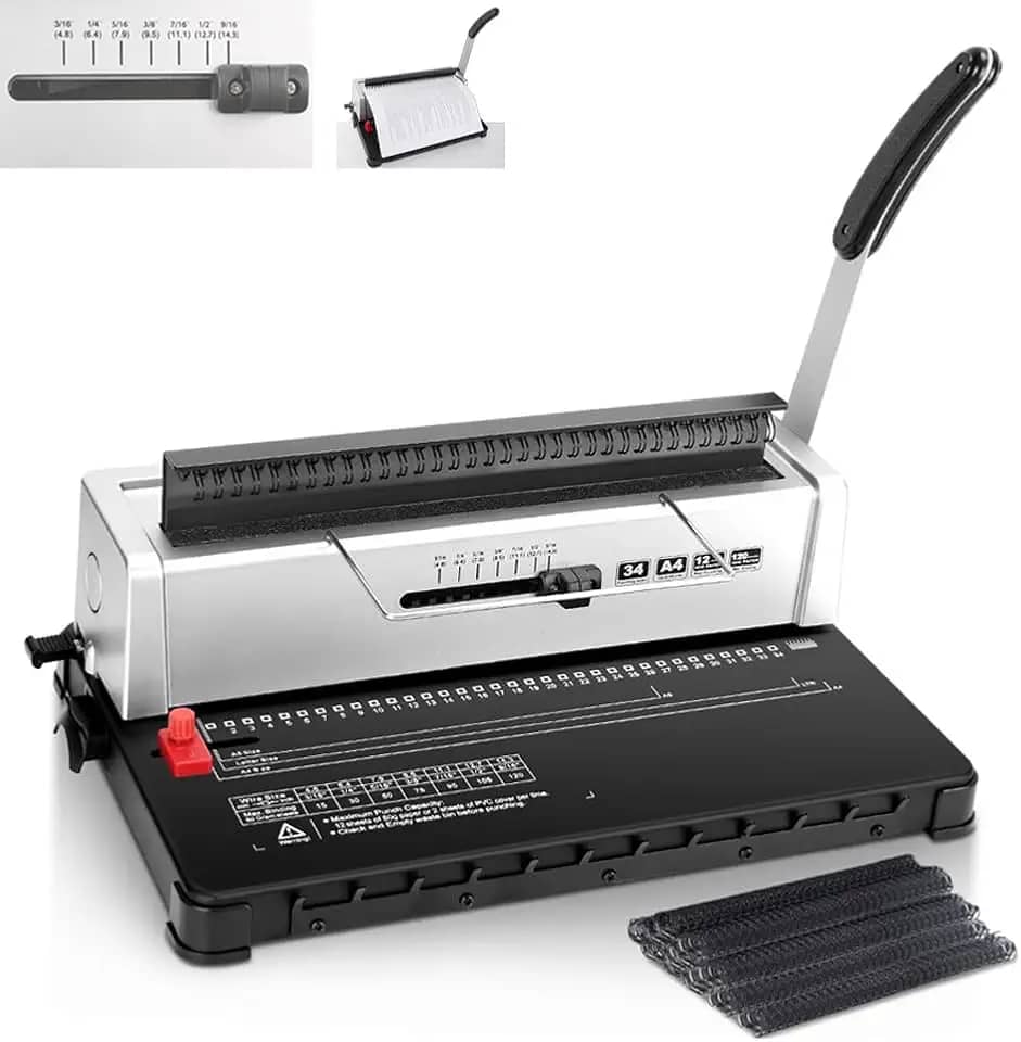 34 Furos Design ajustável Máquina de Encadernação, Encadernadora, Encadernadora Perfuradora, Encadernadora Perfuradora para Espiral, Encadernadora Perfuradora Manual, Suporte para Papel A4 E A5