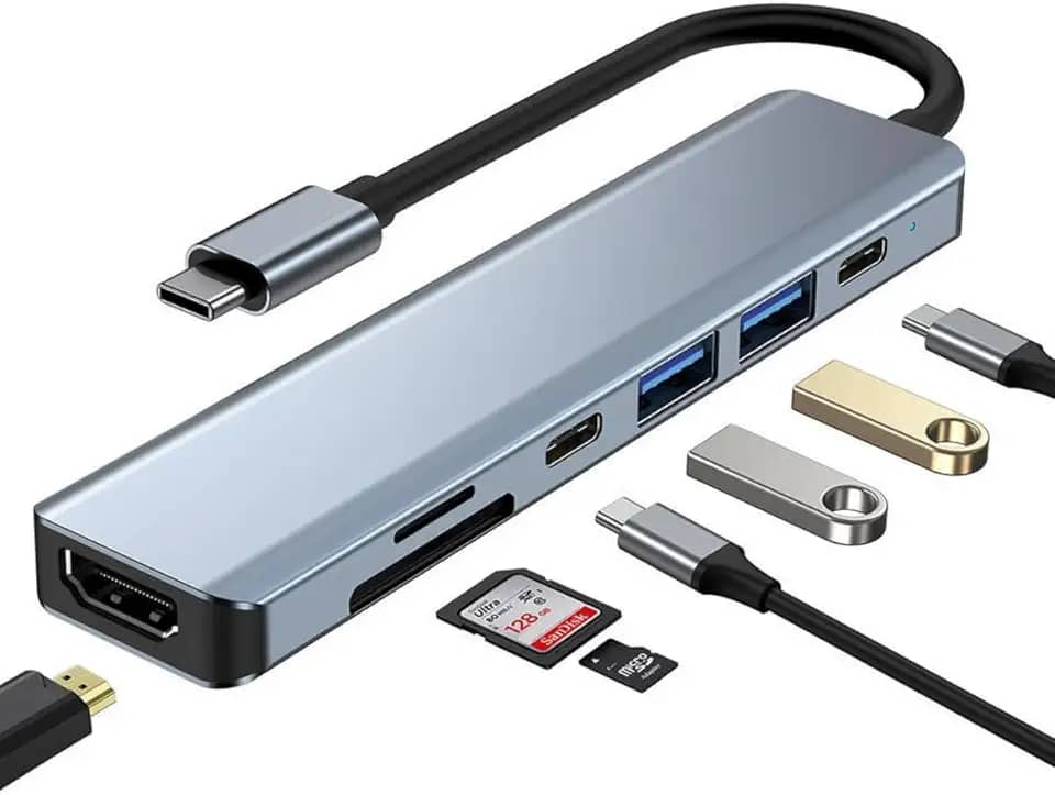 Adaptador Hub Usb Tipo C 3.0 Regua Pc Adaptador Multiportas USB C Hub com Saída HDMI 4K a 60hz, Fonte de Alimentação Tipo C, Carregamento de Portas, Hub USB
