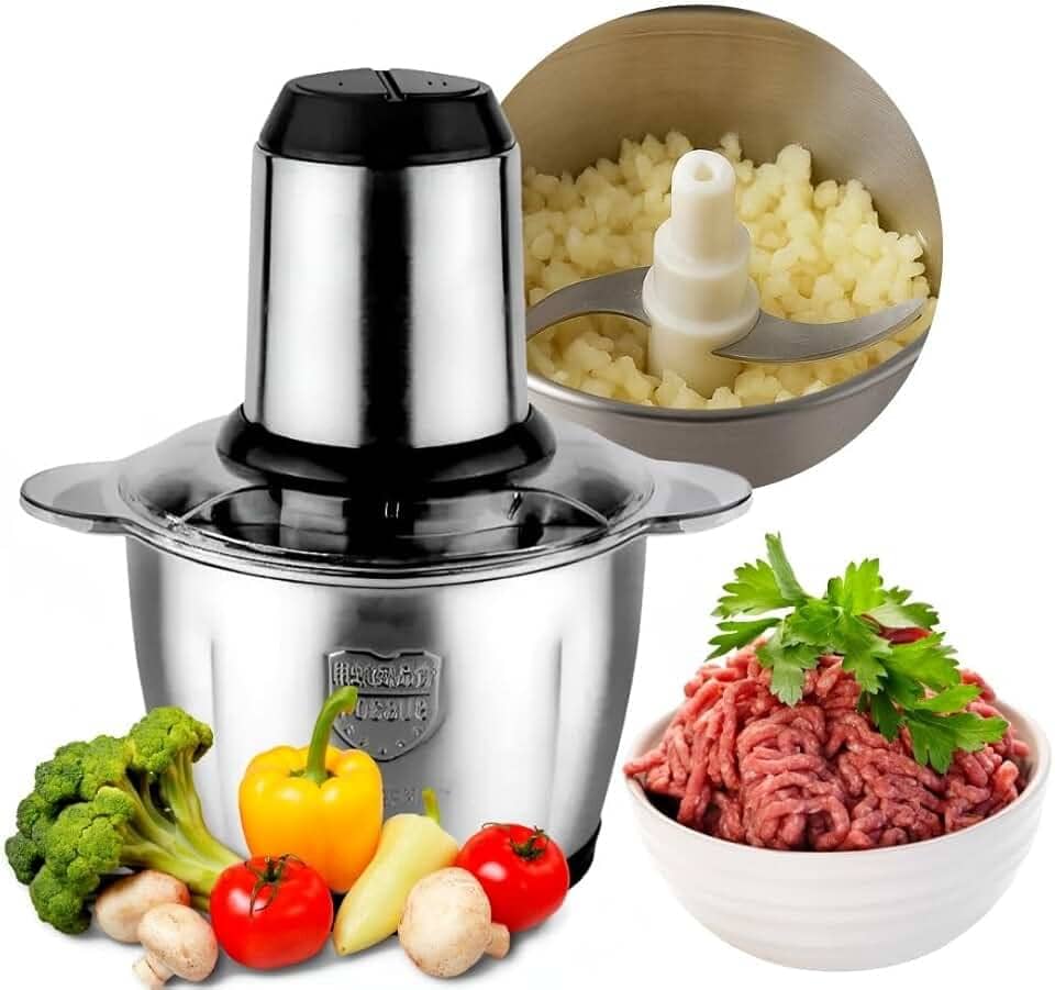 Processador Triturador de Alimentos Multifuncional 3 litros em Inox Elétrico Carne Legumes Vegetais Voltagem 110v 500w