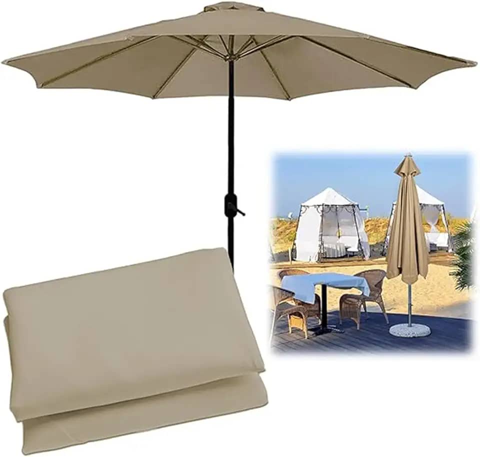 Dossel de substituição para guarda-sol de jardim, 6 costelas 8 costelas capas de guarda-chuva de substituição de pátio, resistente à água, proteção UV, para jardim, quintal, terraço, deck