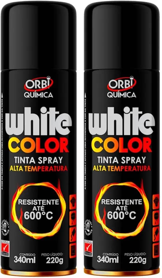 Kit com 2 Tintas Spray Preto Fosco de Alta Temperatura Até 600ºC Orbi Química