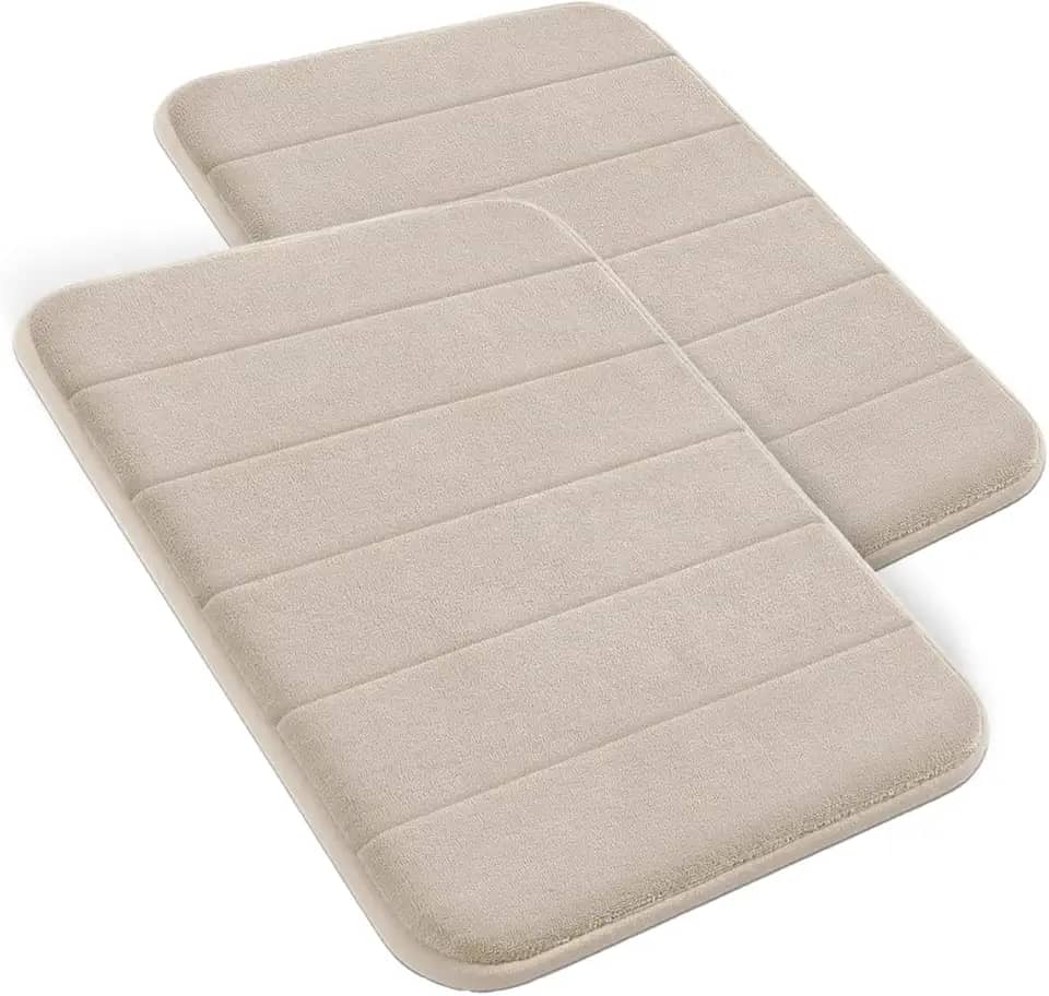 Decolab Tapete Antiderrapante Banheiro Super Soft | Kit Tapete Banheiro Box ou Banheira Completo | Jogo Tapetes Para Banheiro Multiuso Decoração Quarto (Bege-claro, 2 Peças)