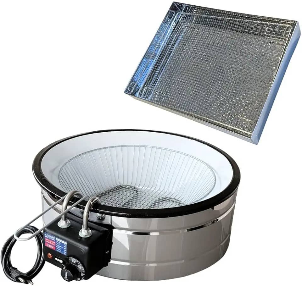 Kit Tacho Esmaltado 10L Fritadeira Industrial Elétrica + Escorredor para Fritura (110volts)