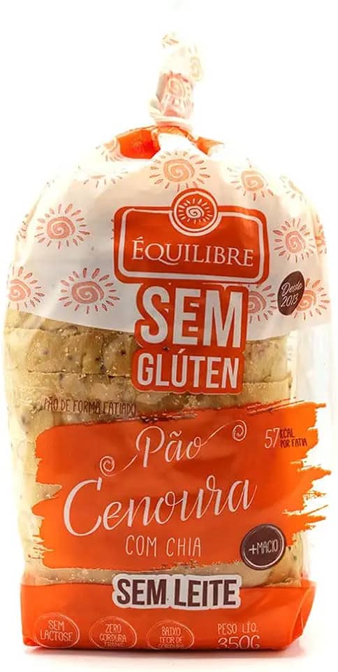 PÃO FORMA CENOURA C/CHIA SEM GLÚTEN 350G EQUILIBRE