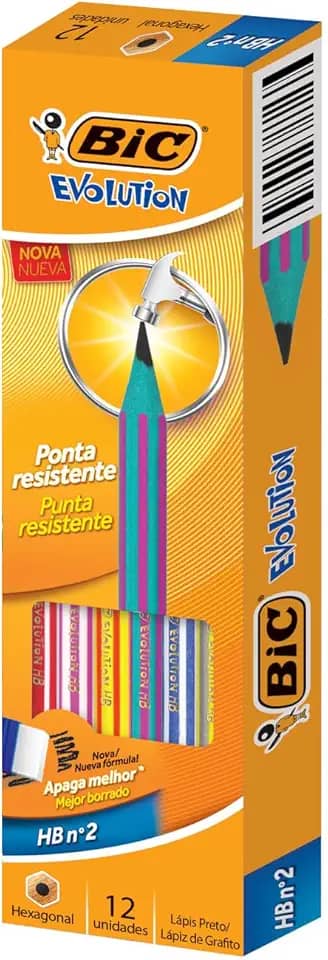 Lápis Plástico Nº 2HB Sextavado, BIC, Evolution Pijama, 891641, 12 Unidades