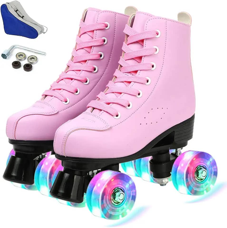 Comeon Patins para mulheres, patins de couro PU, couro de cano alto, para iniciantes, adolescentes, mulheres, meninas e meninos, adultos
