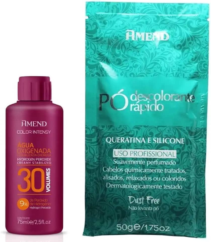 Kit Banho de Lua Ox 30 volumes 75ml e Pó Descolorante Rápido Queratina 50g