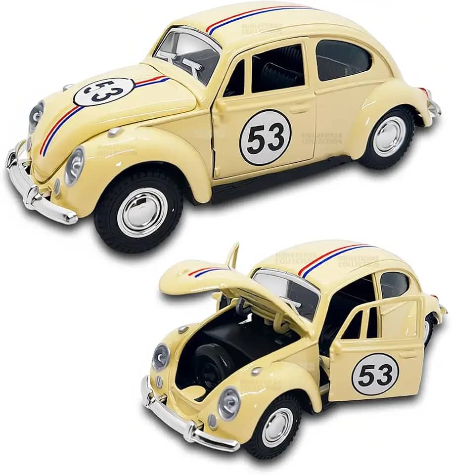 Carrinho de Ferro, Miniatura de Carro colecionável, abre Portas e Capô, Com fricção, Bege, 12 CM