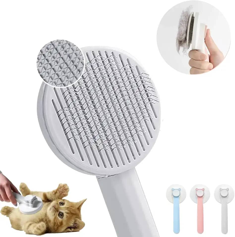 Rasqueadeira Limpa Fácil Escova Tira Pelos Pet, escova para gatos, escovas de limpeza autolimpantes para queda e cuidados pelos removem soltos Escova Mágica Pet