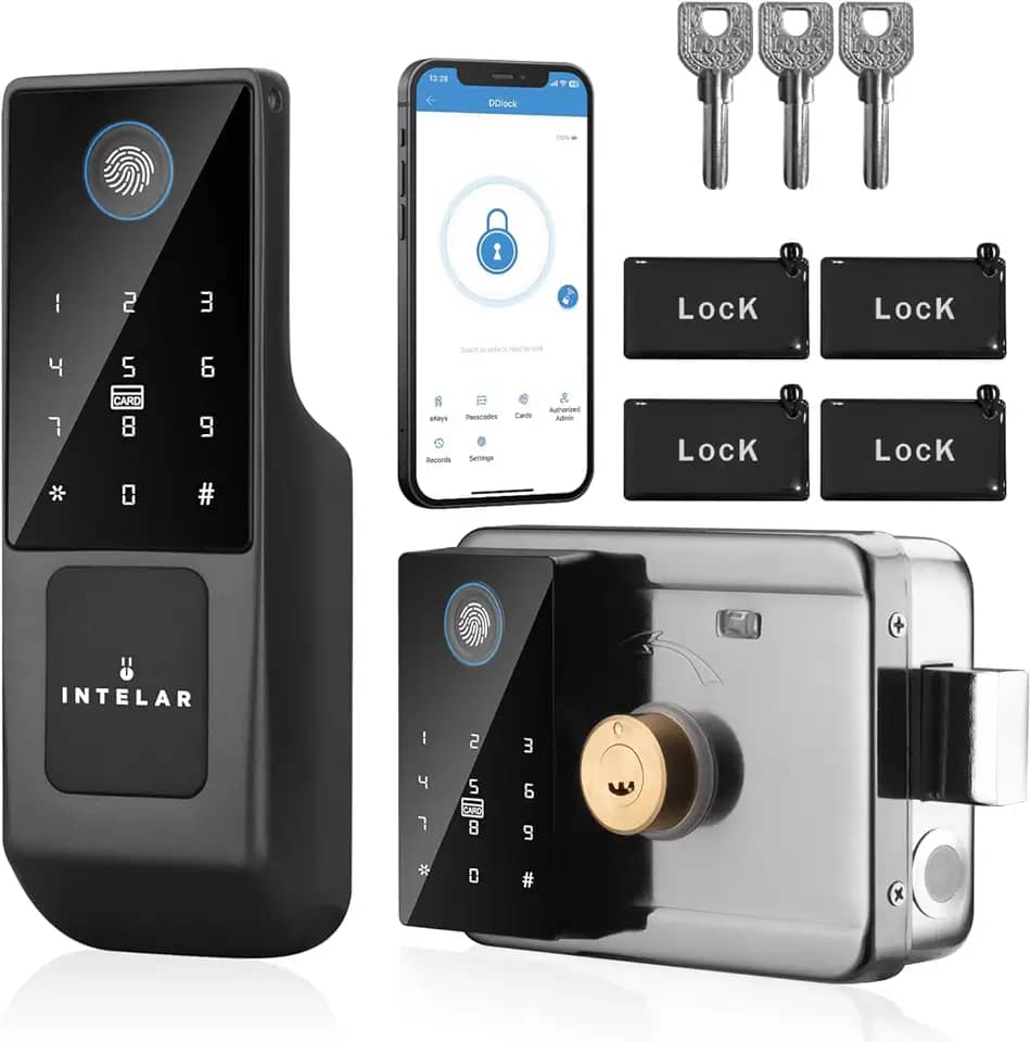 Fechadura Digital de Sobrepor Touch Screen, Fechadura Smart Compatível com Tuya, Preto, para Uso Externo/Porta de Alumínio, IP65 à prova d'água