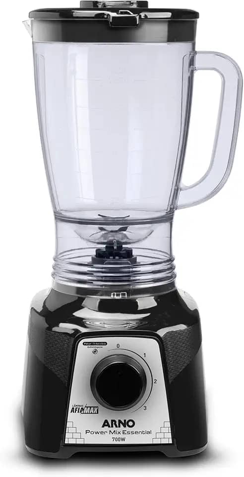 Liquidificador Arno Power Mix 700W LQ19, Preto, Jarra de 2,4L, 4 Lâminas AFIAMAX 18% Mais Afiadas, 3 Velocidades, Alta Durabilidade e Desempenho Superior, 110V