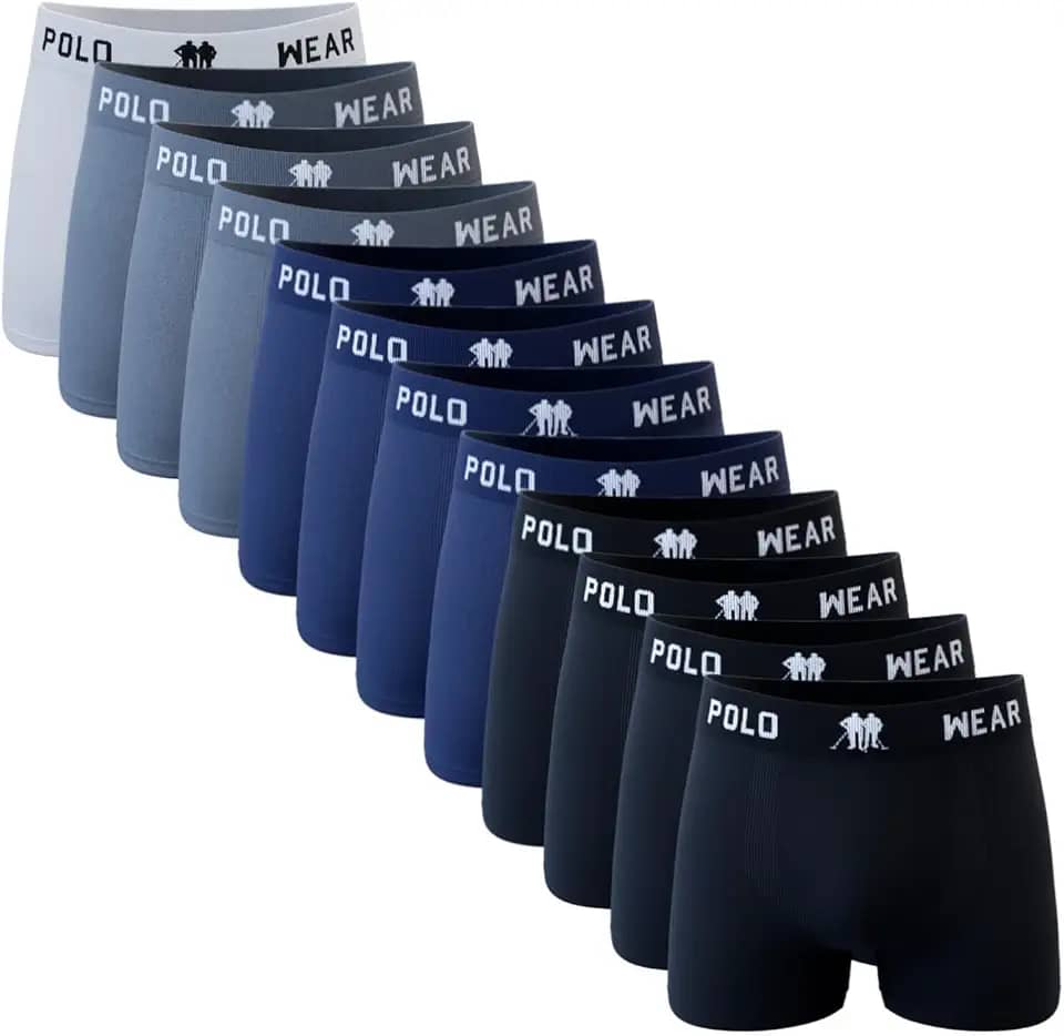 Kit 12 Cuecas Masculinas Boxer Microfibra Adulto Box Sem Costura Polo Wear Sortido