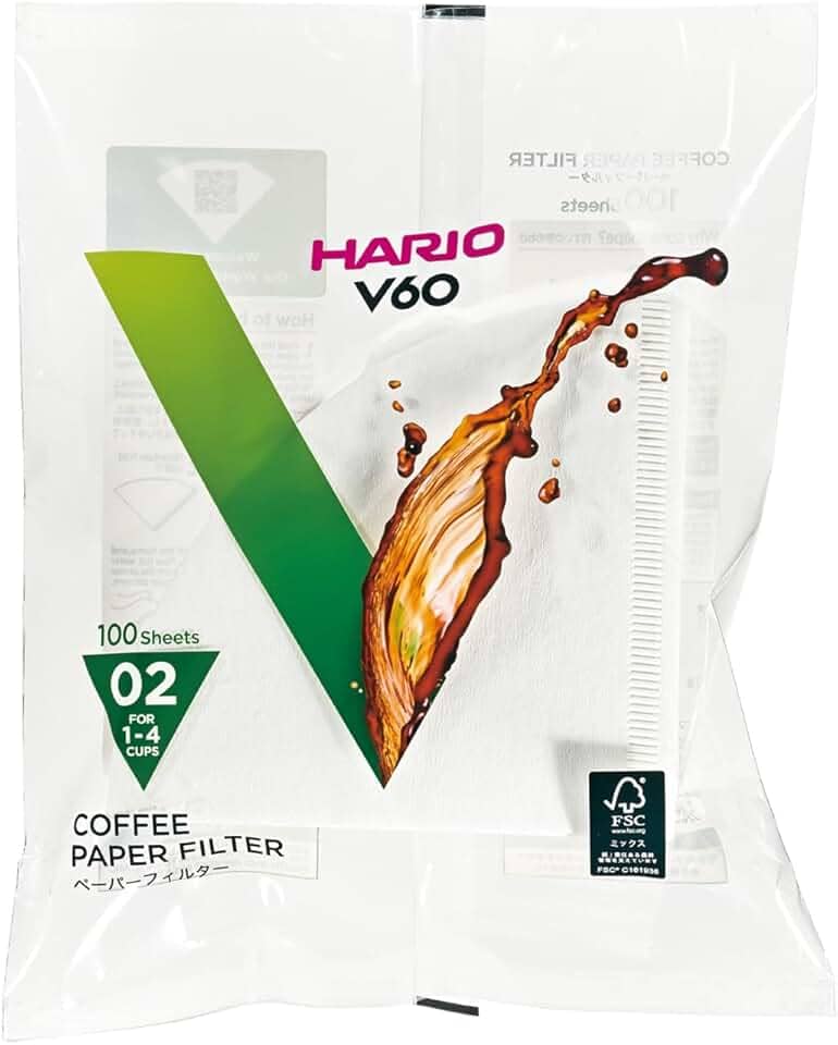 Filtro de Papel para Coador de Café V60, Tamanho 02, Pacote com 100 Hario 0 Branco(Pacote pode variar)