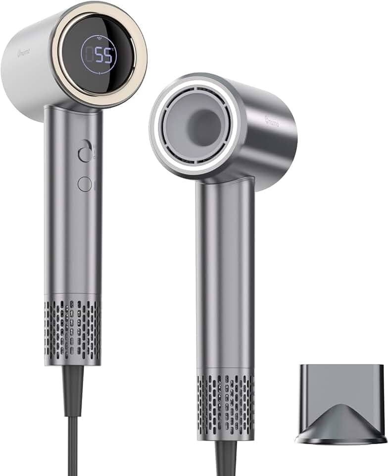 Secador de Cabelo Profissional 1500W 127V com Íons Negativos, Motor 110.000 RPM, Bocal Magnético 360°, 2 Velocidades/4 Temperaturas, Display Digital, Baixo Ruído, Cabo 1,6 m, Cinza