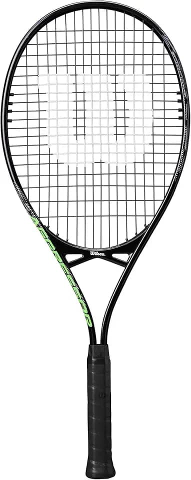 Wilson Aggressor 112 raquete de tênis, alumínio, equilíbrio de cabeça leve (aderência), 297 g, 70 cm de comprimento, preto