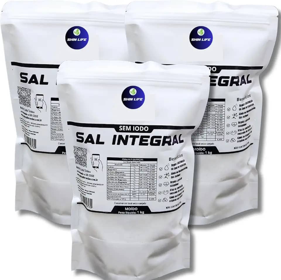 Sal Marinho Integral Zero Iodo 3kg Salinas Mossoró Moído